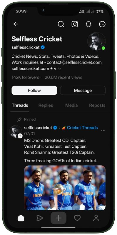 Selfless Cricket on Threads