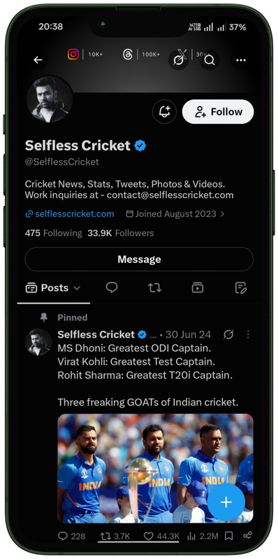 Selfless Cricket on X - Twitter